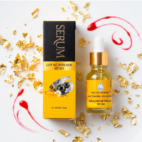 Serum Nhật Việt (Vàng-Đen) Ngọc Trai Đen Sữa Ong Chúa Hỗ Trợ Giảm Mụn Mờ Thâm 15ml