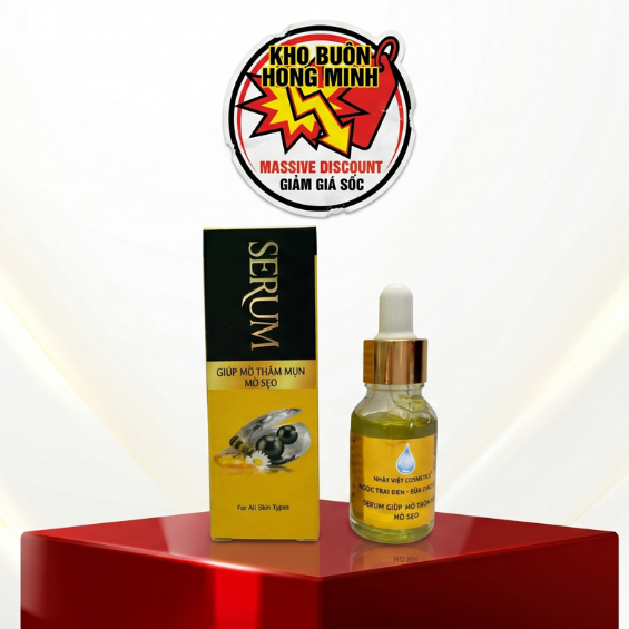 Serum Nhật Việt (Vàng-Đen) Ngọc Trai Đen Sữa Ong Chúa Hỗ Trợ Giảm Mụn Mờ Thâm 15ml