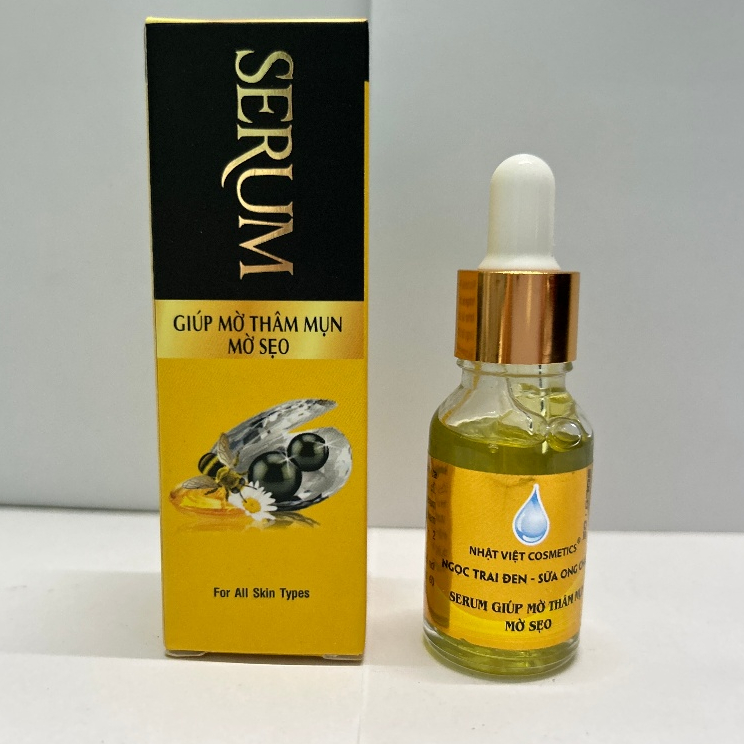 Serum Nhật Việt (Vàng-Đen) Ngọc Trai Đen Sữa Ong Chúa Hỗ Trợ Giảm Mụn Mờ Thâm 15ml