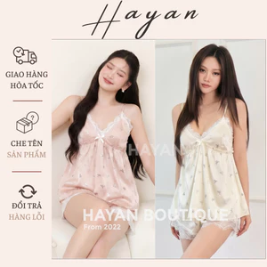 HT145a Bộ ngủ 2s sexy hoạ tiết nơ kèm ĐỆM LÓT,đồ ngủ lụa cao cấp xẻ v1 tôn dáng HT145a MÚT
