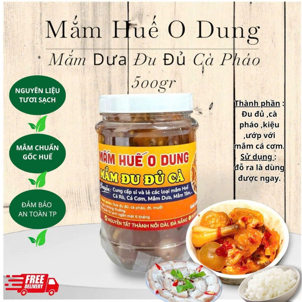 [500gr] Mắm Dưa Đu Đủ Cà Pháo Thập Cẩm Chuẩn Vị Mắm Huế O Dung Gia Vị Đậm Đà Dễ Ăn Tiện Lợi