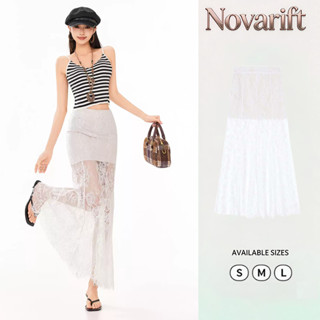 Nova-Chân Váy Ren Dài Xòe Đi Biển Váy Ren Dáng Dài Xuyên Thấu Vintage