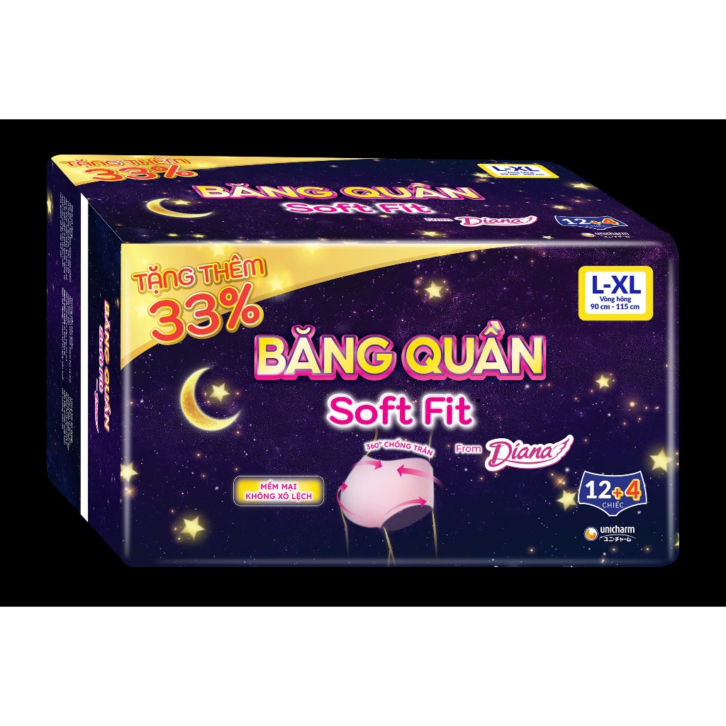 BĂNG QUẦN DIANA SOFT FIT THẾ HỆ MỚI (GÓI 14 + 2 MIẾNG) – ÊM MỀM NHƯ LÔNG VŨ, BẢO VỆ TOÀN DIỆN 360 ĐỘ
