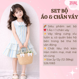 Set áo cổ thủy thủ và chân váy xanh J1083