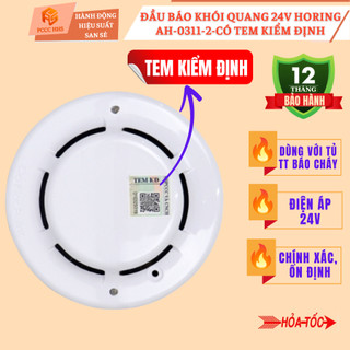 {Có Kiểm Định}Đầu báo khói quang 2 dây 24V Horing AH-0311-2-Dùng với hệ thống &tủ trung tâm báo cháy