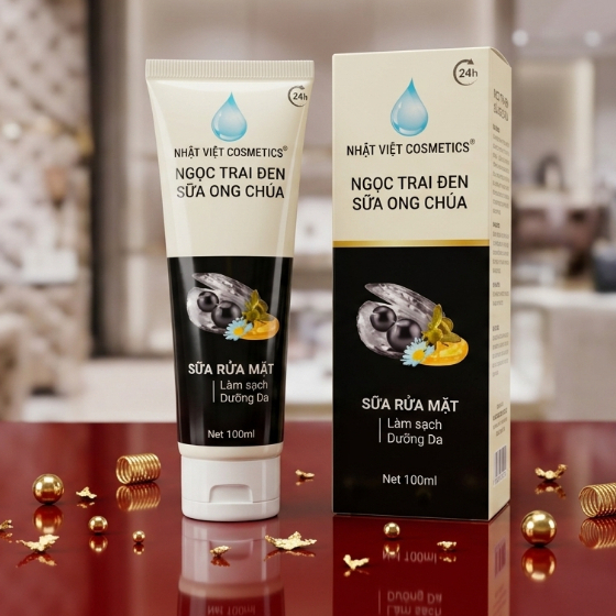 Sữa Rửa Mặt Nhật Việt Ngọc Trai Đen - Làm Sạch Bã Nhờn, Dịu Nhẹ Thu Nhỏ Lỗ Chân Lông