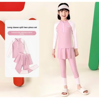 BK54 Bộ đồ bơi bé gái áo dài tay quần liền chân váy,bikini dài tay chống nắng cho bé gái 12- 48kg