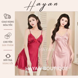HT151 Váy ngủ sexy phối ren xẻ v1 kèm ĐỆM LÓT,đồ ngủ xẻ hông tôn dáng gợi cảm HT151