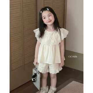 [B&G] Sét bộ áo bèo ren + quần short siêu dễ thương mùa hè cho bé đi chơi đi học từ 10-45kg
