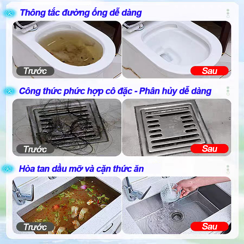 【MUA 1 TẶNG 1】Bột thông cống mạnh, Gói bột thông tắc ống,  Hòa tan dầu mỡ, 5 phút thông ngay, Mua là tặng !