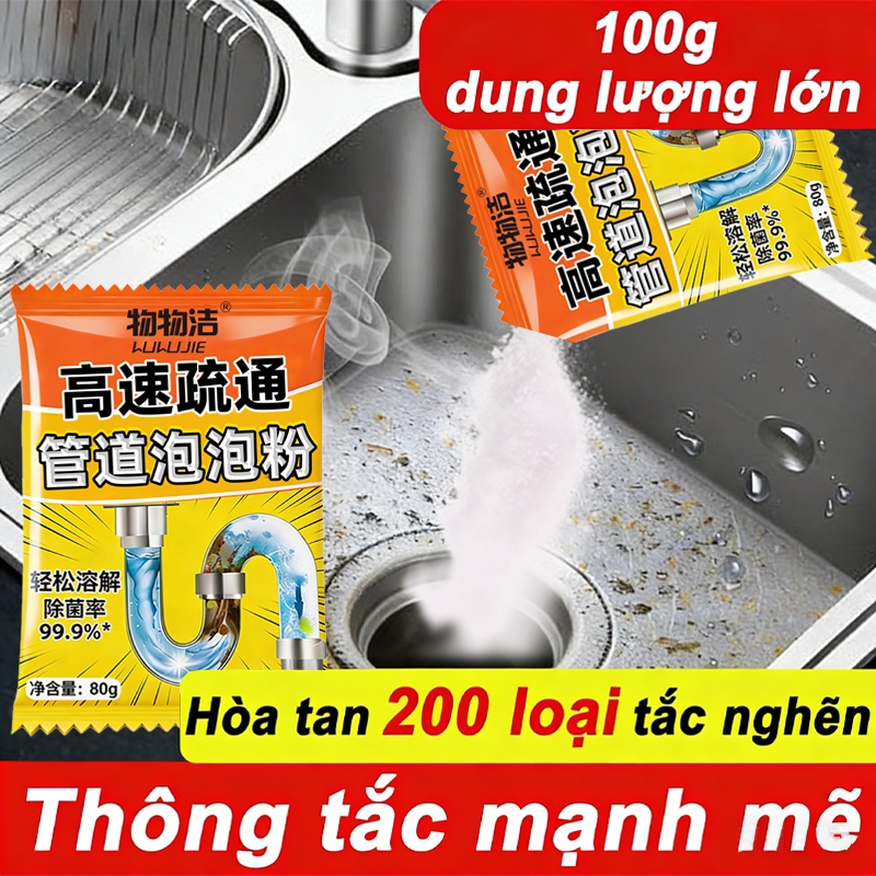 【MUA 1 TẶNG 1】Bột thông cống mạnh, Gói bột thông tắc ống,  Hòa tan dầu mỡ, 5 phút thông ngay, Mua là tặng !
