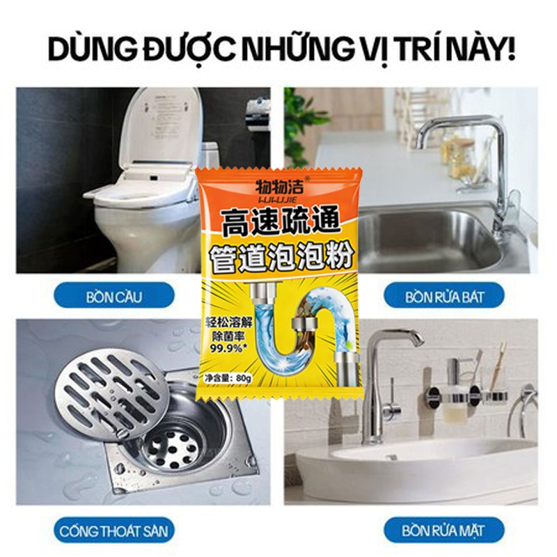 【MUA 1 TẶNG 1】Bột thông cống mạnh, Gói bột thông tắc ống,  Hòa tan dầu mỡ, 5 phút thông ngay, Mua là tặng !