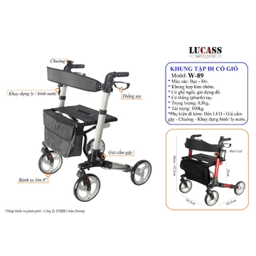 Khung tập đi đa năng Lucass VK189, khung tập đi có ghế ngồi, khung tập đi cho người già