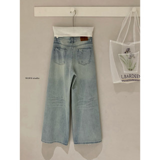 𝐏𝐡𝐢𝐞𝐧 𝐖𝐆𝐖𝐄 | (Sẵn M) w9500 Quần Jean Ống Suông Rộng 100CM Xanh Nhạt