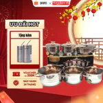 Bộ Nồi Chảo Engelberg 6 Món Inox Cao Cấp, Bộ Nồi Đức 5 Đáy Chính Hãng, Siêu Dày Siêu Bền Cho Gia Đình Nội Trợ VMLSH — ảnh 1