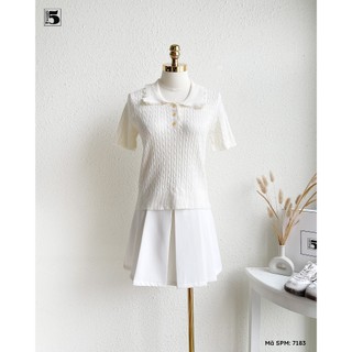 Áo Polo Nữ Twentyfive Chất Liệu Dệt Kim, Thiết Kế Vặn Thừng, Cổ Sen Phối Ren Tinh Tế 7183