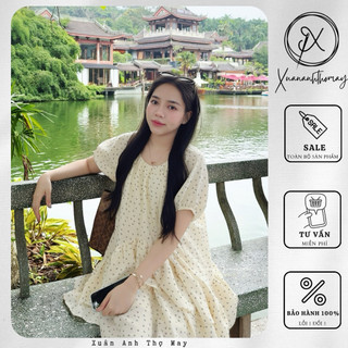 [ V7 ] Váy hoa nhí 2 tầng dáng ngắn vải linen - Xuananhthomay