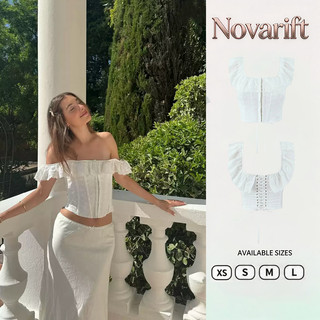 Nova-Áo một vai gợi cảm dành cho nữ, Áo Vest ngọt ngào kiểu Pháp cổ điển, Áo treo xù thời trang và dễ thương