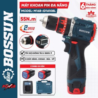 Máy Khoan Pin 16.8V Bossun M16B-ID1610BL Động Cơ Lõi Đồng, 3 Chức Năng, Pin Siêu Bền