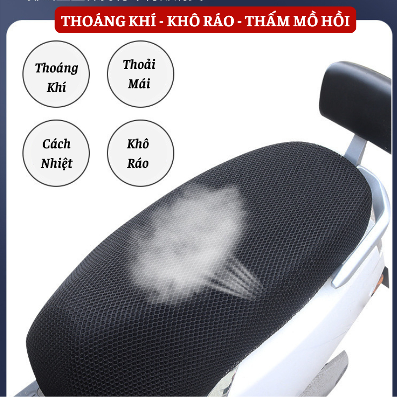 Bọc Yên Xe Máy, Vỏ Bọc Yên Xe Đệm Lưới 3D Thông Gió, Chịu Nhiệt Tốt, Siêu Êm Thoáng Khí