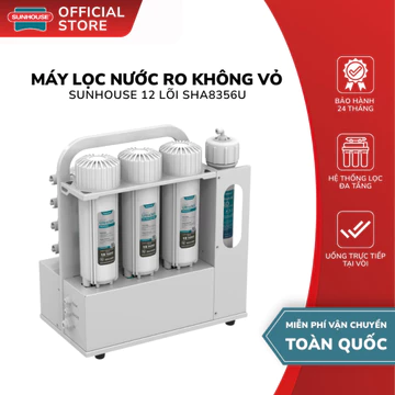 Máy Lọc Nước RO Không Vỏ Sunhouse 12 Lõi SHA8356U - Máy Để Gầm Tối Ưu Diện Tích, Bảo Hành 2 Năm