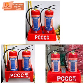 {Có kiểm định}Combo 2 bình chữa cháy bột 4kg đã kiểm định,kèm kệ nhựa và Tặng nội quy tiêu lệnh
