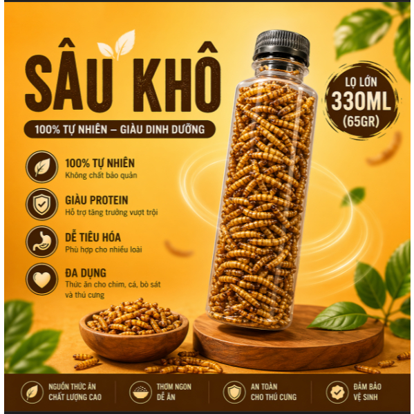 Sâu khô lọ 330ml 65gr cho hamster....