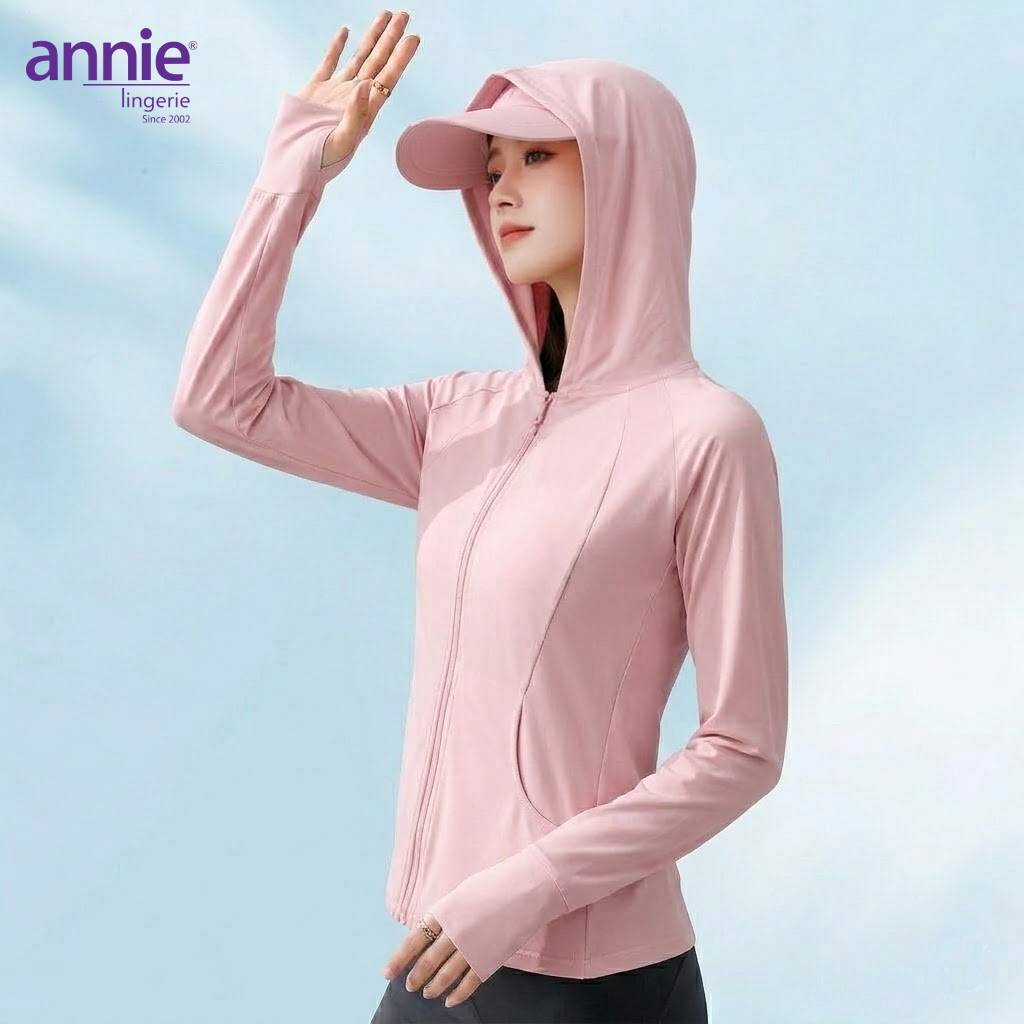 Áo Chống Nắng Nữ annie Form Ôm Co Giãn 4 Chiều – Áo Khoác Chống Tia UV Thoáng Mát, Khóa Kéo Tiện Lợi