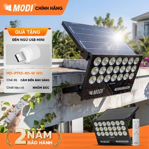 Đèn Led Pha Cốc MODI SOLAR Năng Lượng Mặt Trời 80W Chống Nước IP65 Ngoài Trời Siêu Sáng