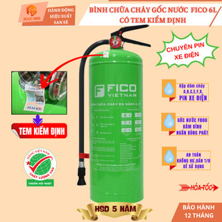 {CÓ KIỂM ĐỊNH+XE ĐIỆN}Bình chữa cháy gốc nước 6L FICO-FC-106-WB-Dùng cho gd,pin xe điện...