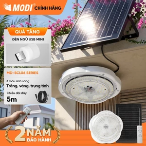 Đèn Ốp Trần Năng Lượng Mặt Trời MODI SOLAR, Đèn Led Ốp Trần 3 Màu Ánh Sáng, Điều Khiển Từ Xa