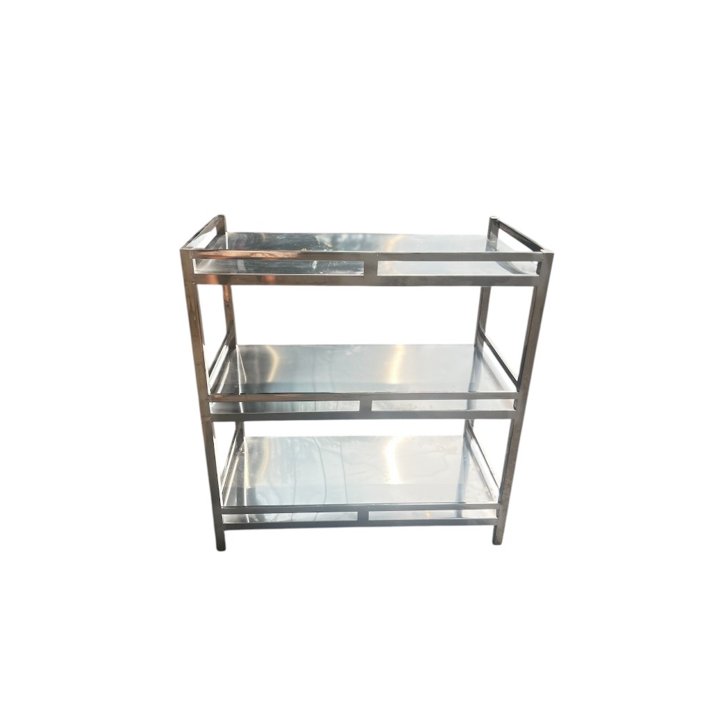 Kệ inox 3 tầng mặt tấm, Đa năng, thiết kế chắc chắn, bền đẹp, chịu lực tốt