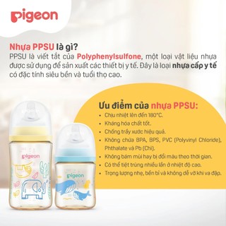 [PPSU] Bình sữa Pigeon chống đầy hơi cổ rộng cho bé sơ sinh núm ti siêu mềm chống sặc chính hãng 3