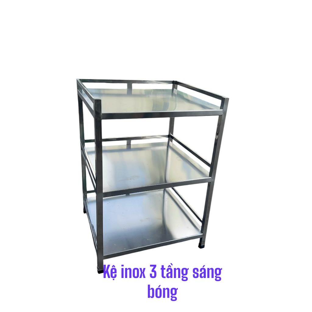 KỆ INOX 3 TẦNG TẤM_ để lò vi sóng bếp ga đa năng