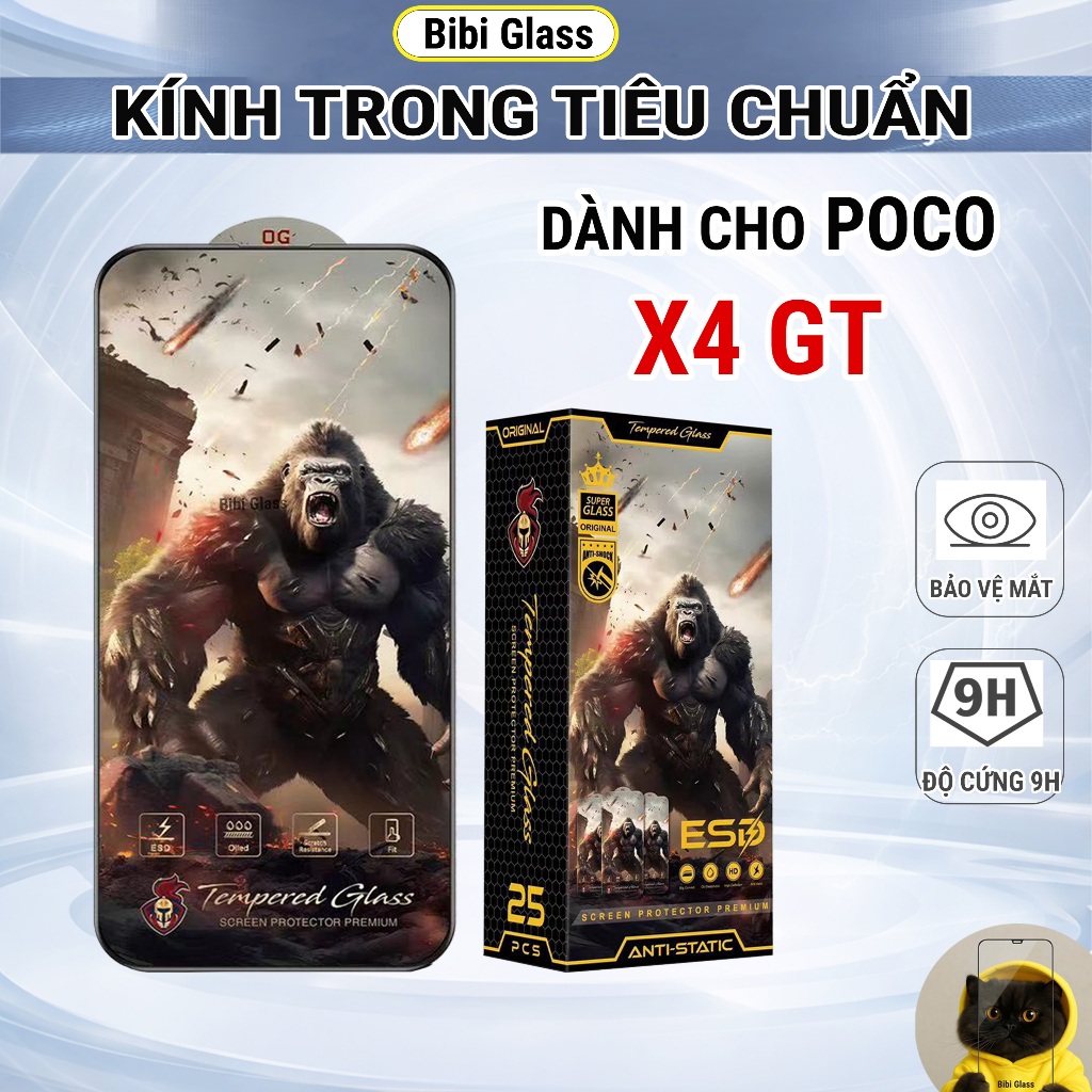 Kính cường lực Poco X4 GT cao cấp full màn trong suốt bảo vệ màn hình điện thoại bibi