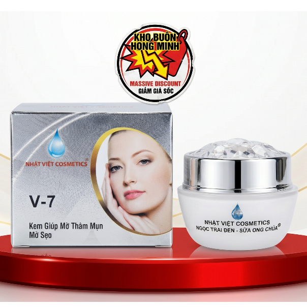 Kem Dưỡng Da Nhật Việt V7 [Màu Xám] - Dưỡng Da Mềm Mịn, Sáng Hồng, Giảm Thâm 8g