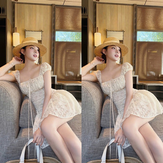 ZIMM STORE-Đầm trắng dự tiệc chất ren cao cấp lót lụa mềm mại thiết kế sang trọng