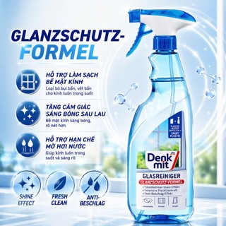 Nước xịt lau kính Denkmit Glasreiniger 1L Đức – Sạch kính không vệt, chống mờ hơi nước, sáng bóng chuẩn EU