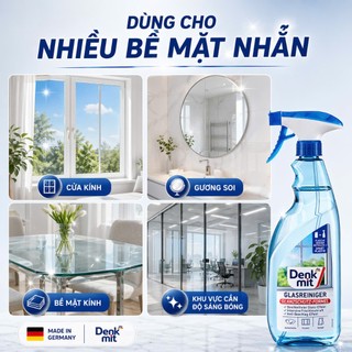 Nước xịt lau kính Denkmit Glasreiniger 1L Đức – Sạch kính không vệt, chống mờ hơi nước, sáng bóng chuẩn EU