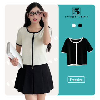 Áo phông nữ basic cổ tròn tay ngắn phối viền màu thời trang Twentyfive Fashion - 6842
