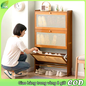 Tủ giày lật Tủ giày tre Chiều rộng 17/24cm Chống bụi và thoáng khí Dung lượng lớn Tiết kiệm diện tích