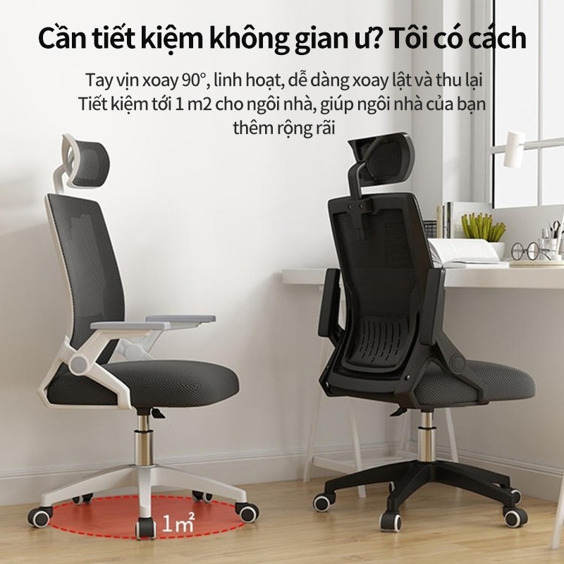 Ghế văn phòng xoay tựa lưng đôi, tựa tay chỉnh độ cao, ghế máy tính chống gù