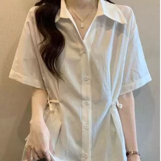 Áo sơ mi nữ form rộng có dây eo hai bên chất đũi đen trắng xanh thanh lịch VANISA CT488
