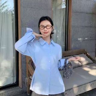 Áo sơ mi nữ form rộng có dây eo hai bên chất đũi đen trắng xanh thanh lịch VANISA CT488