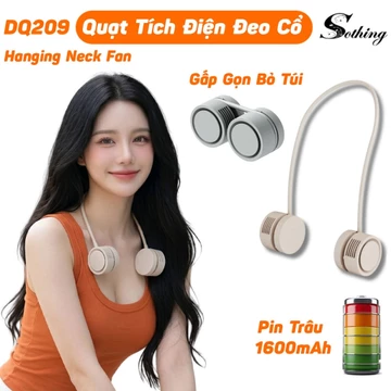 Quạt Đeo Cổ Tích Điện DQ209 Hanging Neck Fan Pin 1600mAh Khuếch Tán Hương Thơm, Quạt Gấp Gọn Mini Bảo Hành 12 Tháng