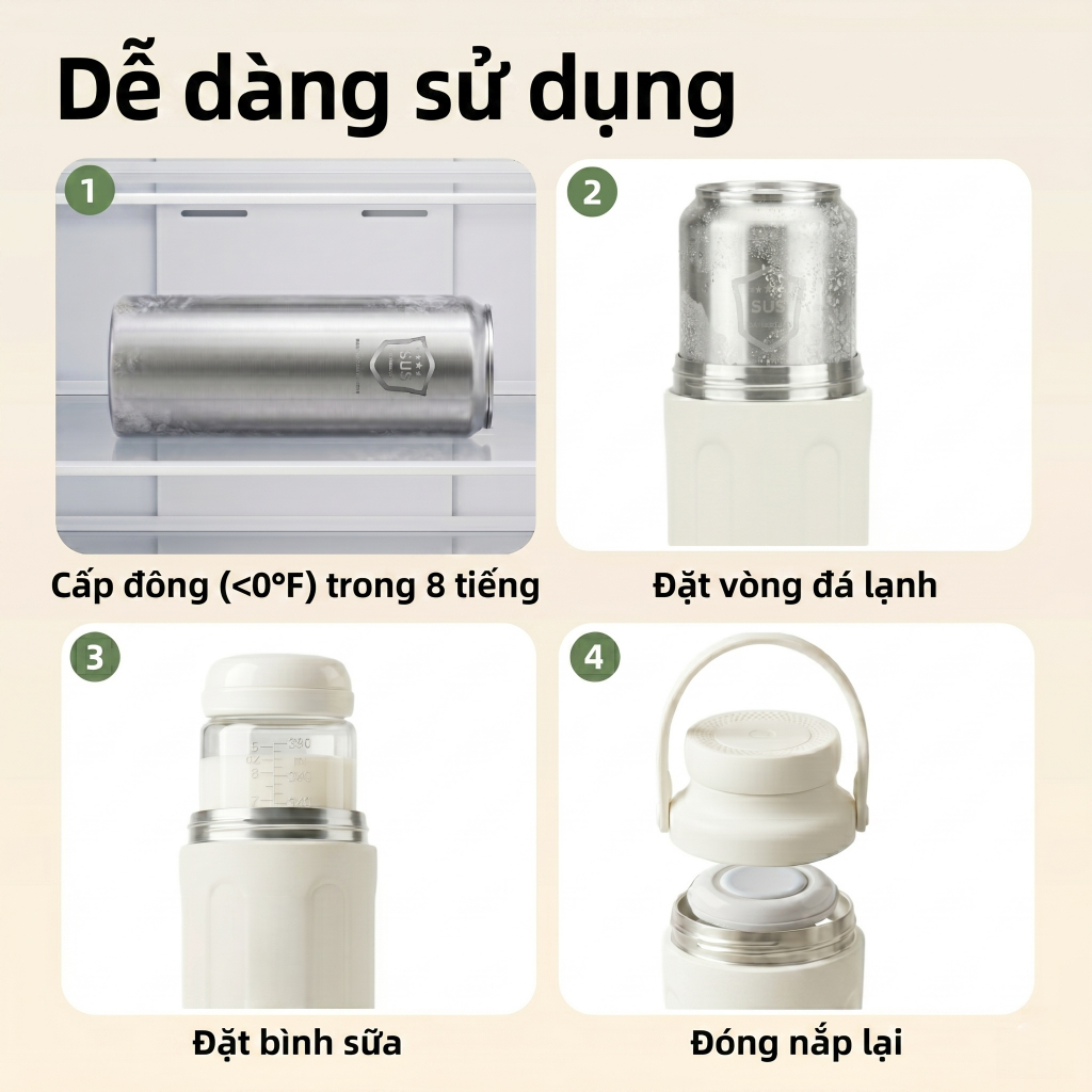 Bình trữ sữa Yootree S2 Inox 304 - Giữ lạnh 48H, Có dây đeo - Thêm bản S2 Lite gọn nhẹ có dây xách 1.5L/320m