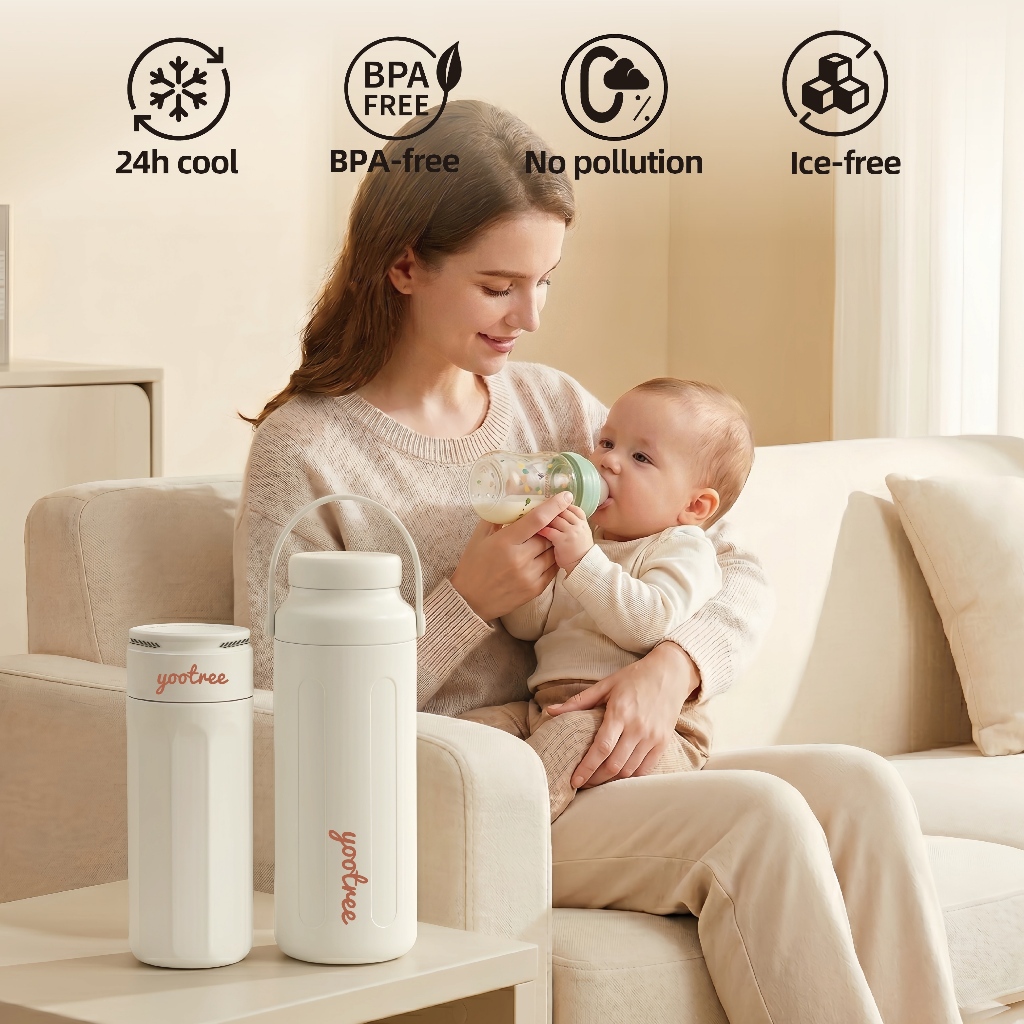 Bình trữ sữa Yootree S2 Inox 304 - Giữ lạnh 48H, Có dây đeo - Thêm bản S2 Lite gọn nhẹ có dây xách 1.5L/320m