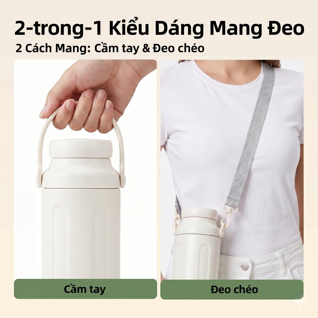 Bình trữ sữa Yootree S2 Inox 304 - Giữ lạnh 48H, Có dây đeo - Thêm bản S2 Lite gọn nhẹ có dây xách 1.5L/320m