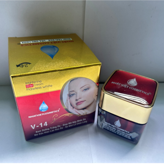 Kem Face Ngọc Trai Đen - Dưỡng Ẩm, Trắng Da, Mềm Mượt Nhật Việt V14 [Đỏ-Vàng] 13g