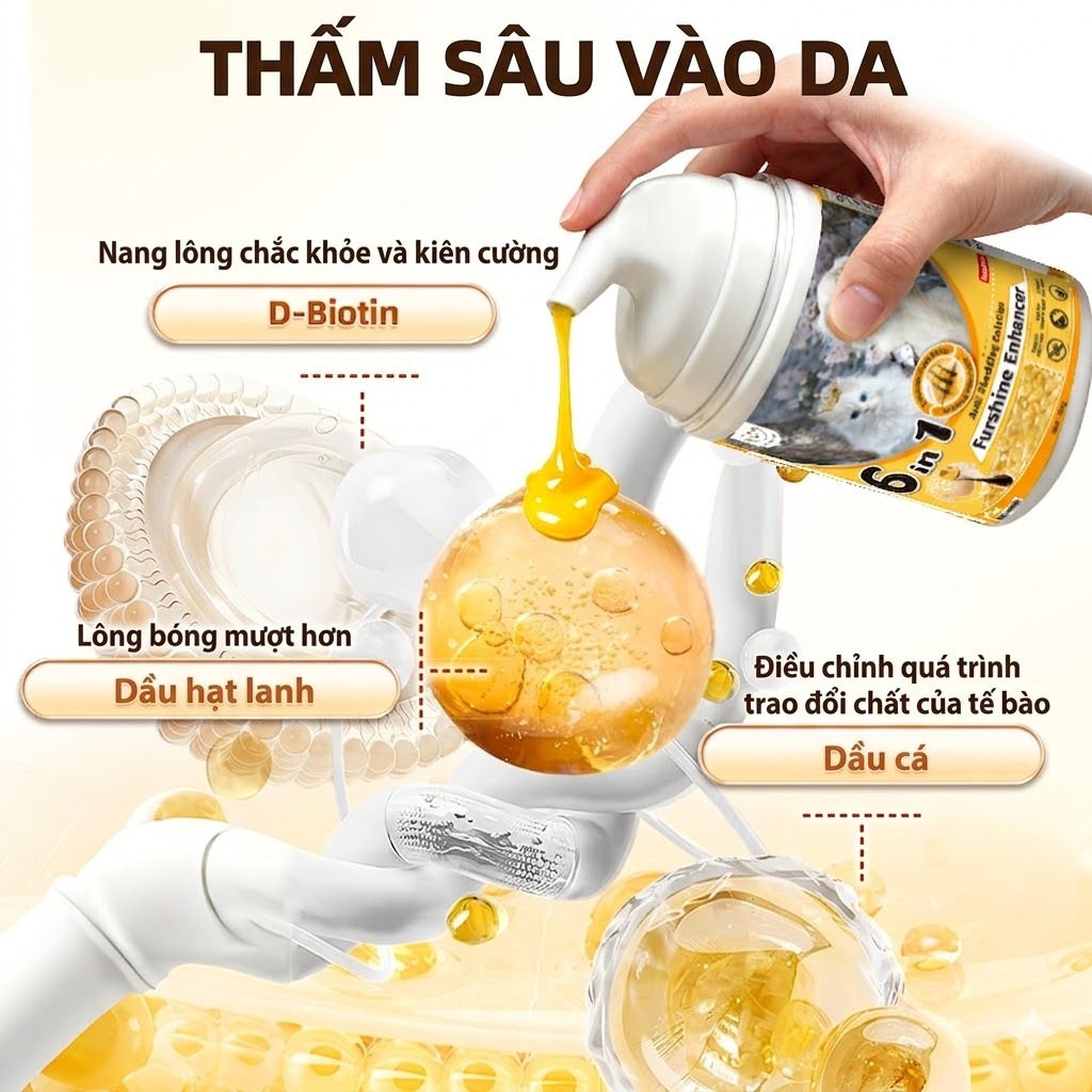 Cassiel Pet 6 Trong 1 Sản Phẩm Làm Bóng Lông Và Cải Thiện Sức Khỏe Da Giúp Giảm Rụng Lông Cho Chó Và Mèo